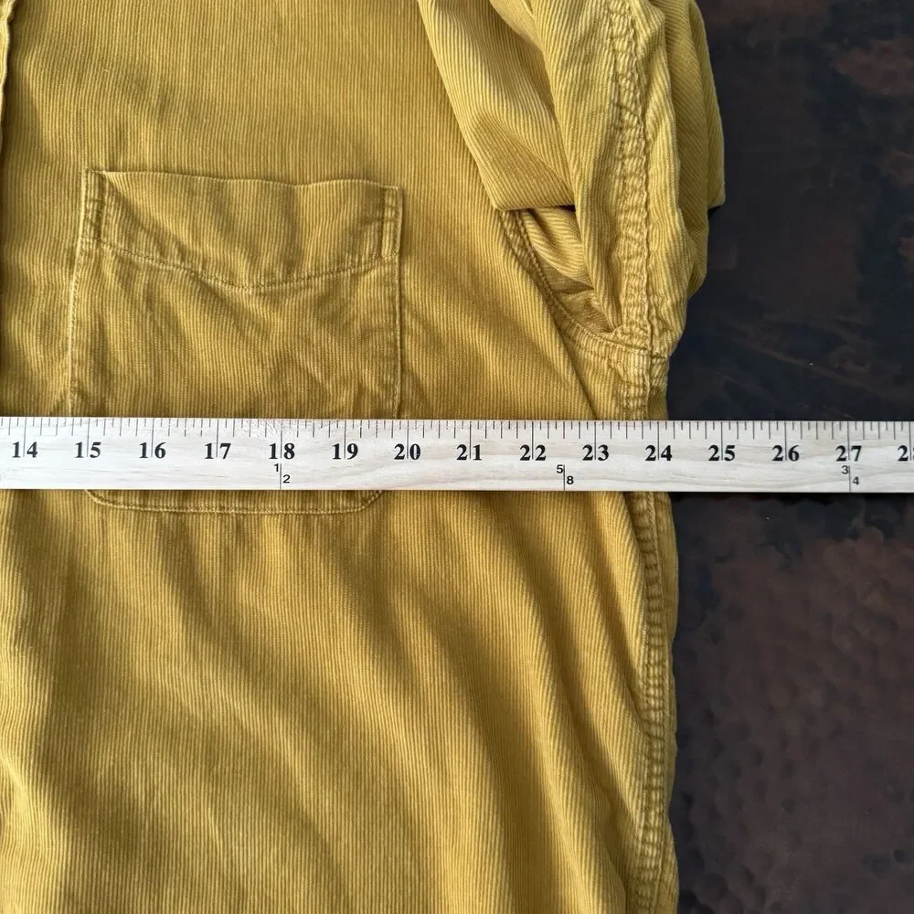 VTG Banana Republic Corduroy Shirt Men M Mustard Yellow Pinwale Cotton Hong Kong
